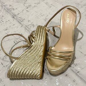 ALDO Gold Wedge Sandals